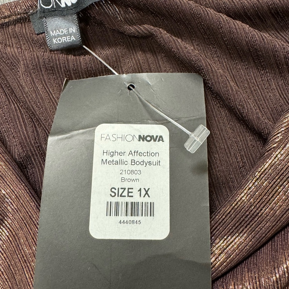 Fashion Nova 1X Metallic Brown Halter Body Suit NWT PartyClub Statement Layering - Picture 12 of 16